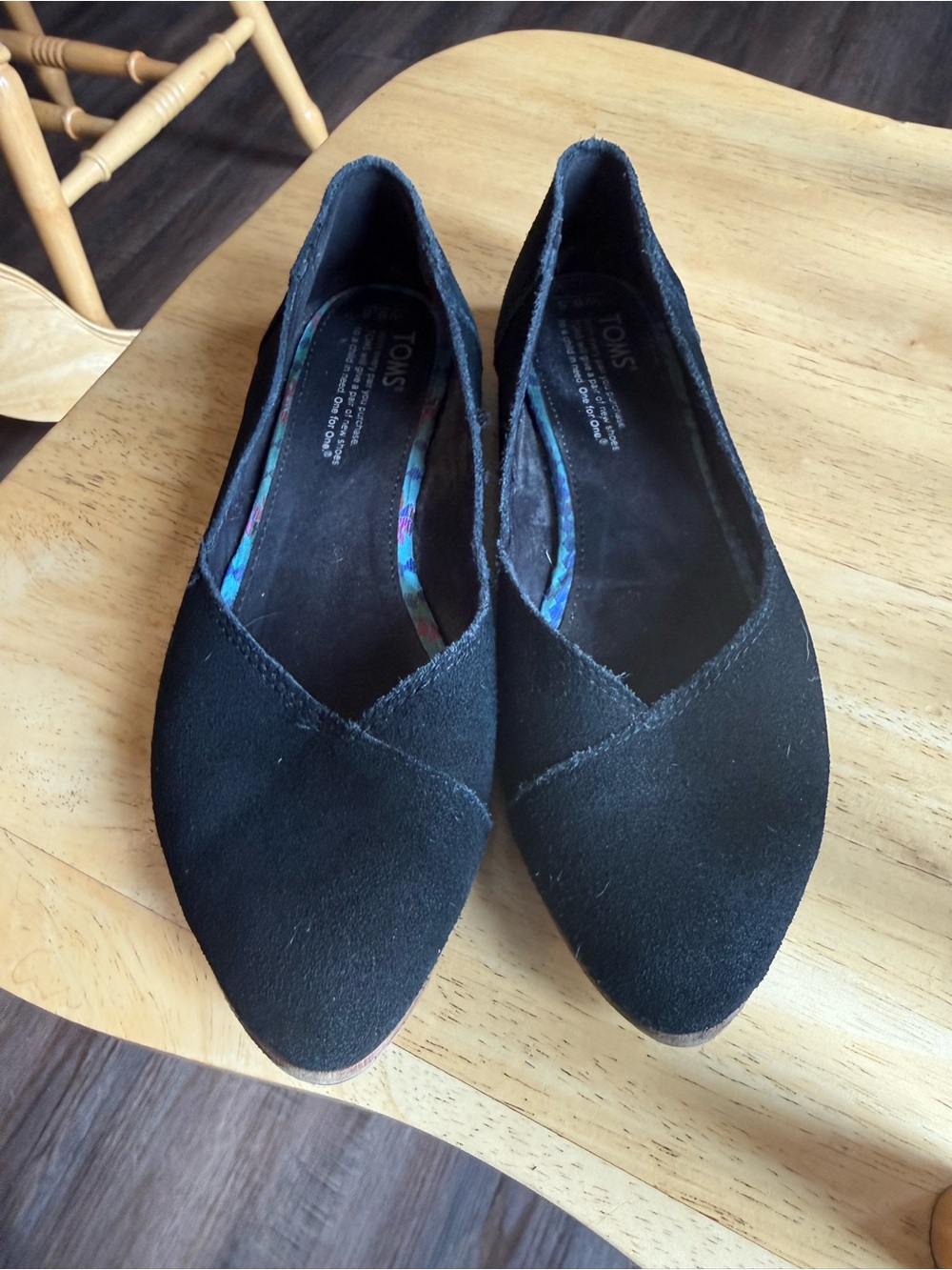 Toms Black Suede Pointed Toe Flats